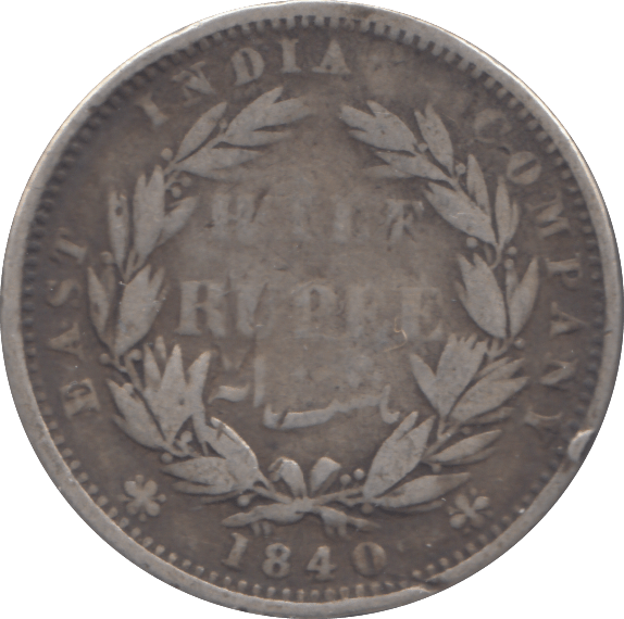 1840 1/2 RUPEE INDIA - WORLD COINS - Cambridgeshire Coins