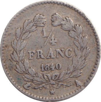 1840 1/4 FRANC FRANCE - SILVER WORLD COINS - Cambridgeshire Coins