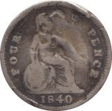 1840 FOURPENCE ( FAIR ) - Fourpence - Cambridgeshire Coins