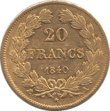 1840 GOLD 20 FRANCS FRANCE - GOLD WORLD COINS - Cambridgeshire Coins