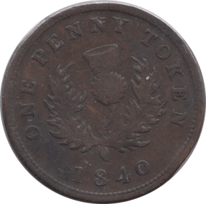 1840 NOVA SCOTIA ONE PENNY TOKEN - WORLD COINS - Cambridgeshire Coins