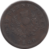 1840 NOVA SCOTIA ONE PENNY TOKEN - WORLD COINS - Cambridgeshire Coins