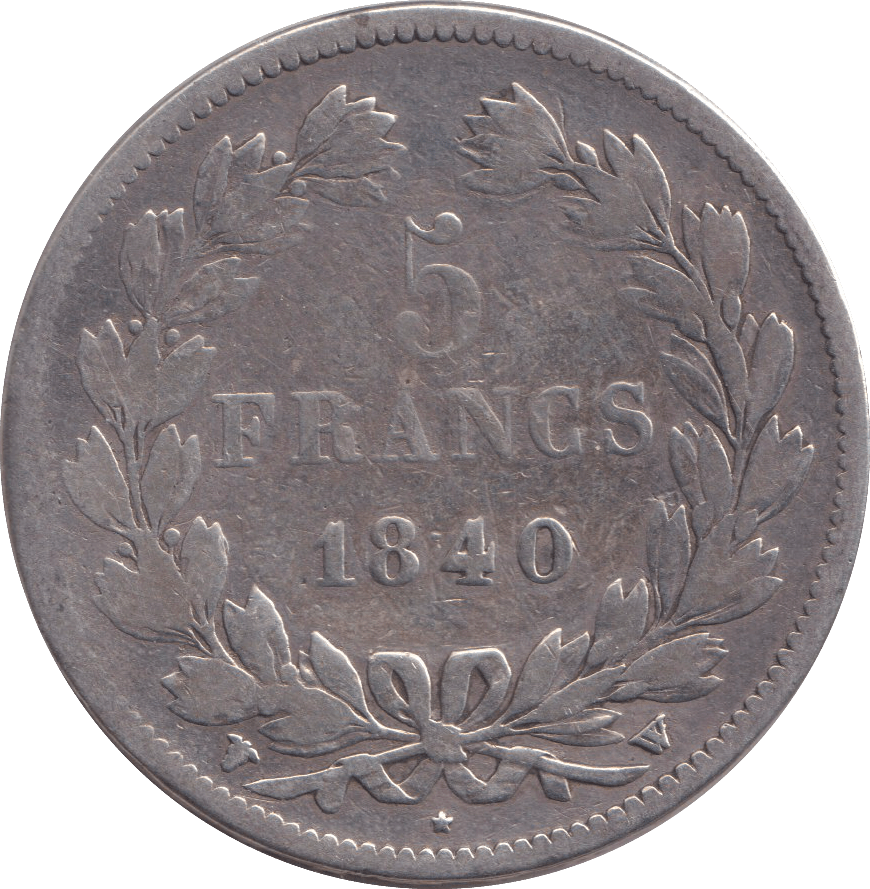 1840 SILVER 5 FRANC CLEANED FRANCE - SILVER WORLD COINS - Cambridgeshire Coins