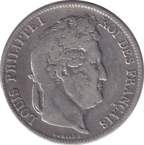 1840 SILVER 5 FRANC CLEANED FRANCE - SILVER WORLD COINS - Cambridgeshire Coins