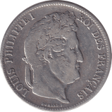 1840 SILVER 5 FRANC CLEANED FRANCE - SILVER WORLD COINS - Cambridgeshire Coins