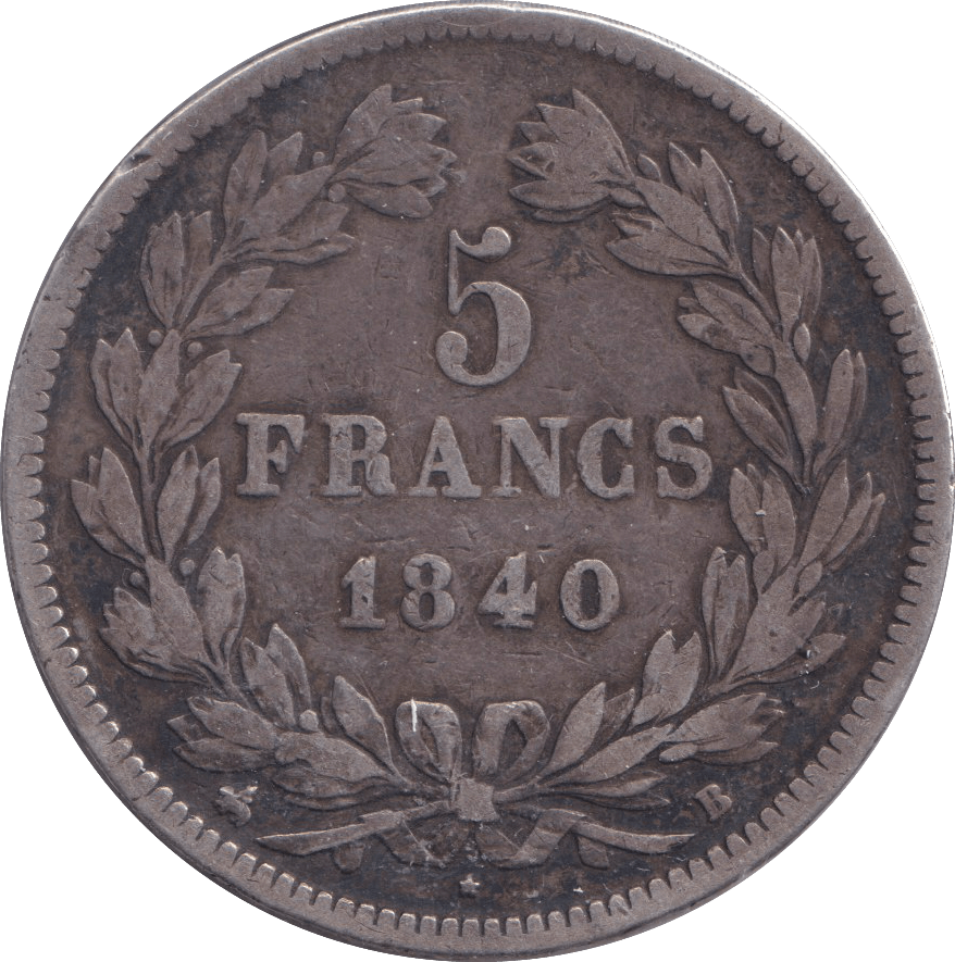 1840 SILVER FIVE FRANCS FRANCE - SILVER WORLD COINS - Cambridgeshire Coins
