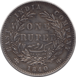 1840 SILVER ONE RUPEE INDIA - SILVER WORLD COINS - Cambridgeshire Coins