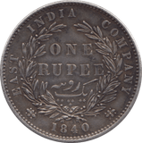 1840 SILVER ONE RUPEE INDIA - SILVER WORLD COINS - Cambridgeshire Coins