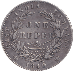 1840 SILVER ONE RUPEE INDIA - SILVER WORLD COINS - Cambridgeshire Coins