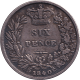 1840 SIXPENCE ( NF ) - SIXPENCE - Cambridgeshire Coins