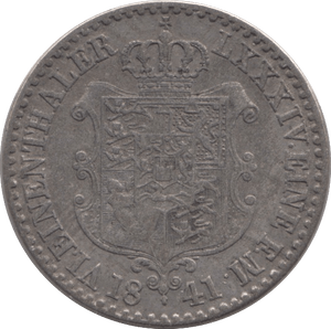 1841 SILVER ONE THALER GERMANY - SILVER WORLD COINS - Cambridgeshire Coins