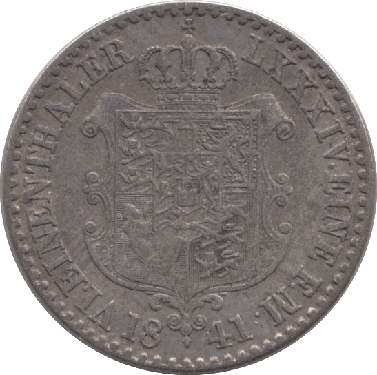 1841 SILVER ONE THALER GERMANY - SILVER WORLD COINS - Cambridgeshire Coins