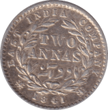 1841 TWO ANNA INDIA - SILVER WORLD COINS - Cambridgeshire Coins