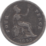 1842 FOURPENCE ( FAIR ) - FOURPENCE - Cambridgeshire Coins