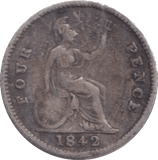 1842 FOURPENCE ( FAIR ) - FOURPENCE - Cambridgeshire Coins