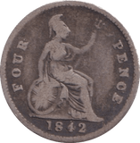1842 FOURPENCE ( FINE ) - FOURPENCE - Cambridgeshire Coins