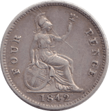 1842 FOURPENCE ( GF ) - FOURPENCE - Cambridgeshire Coins