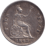 1842 FOURPENCE ( GVF ) - FOURPENCE - Cambridgeshire Coins