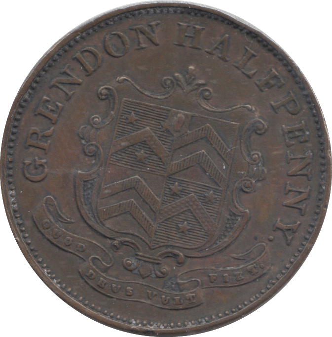 1842 GRENDON HALF PENNY TOKEN - HALFPENNY TOKEN - Cambridgeshire Coins