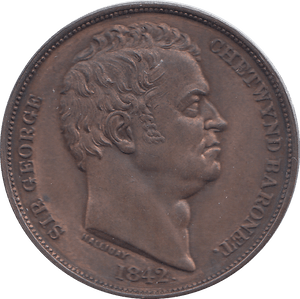 1842 HALFPENNY TOKEN GRENDON - WORLD COINS - Cambridgeshire Coins