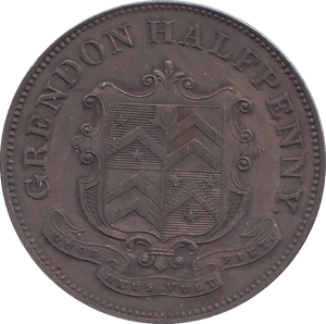 1842 HALFPENNY TOKEN GRENDON - WORLD COINS - Cambridgeshire Coins