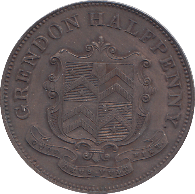 1842 HALFPENNY TOKEN GRENDON - WORLD COINS - Cambridgeshire Coins