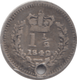 1842 HOLED THREE HALFPENCE ( FINE ) - THREE HALF PENCE - Cambridgeshire Coins