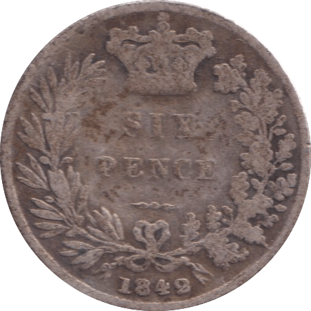 1842 SIXPENCE ( F ) - SIXPENCE - Cambridgeshire Coins