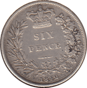 1842 SIXPENCE ( FINE ) - SIXPENCE - Cambridgeshire Coins