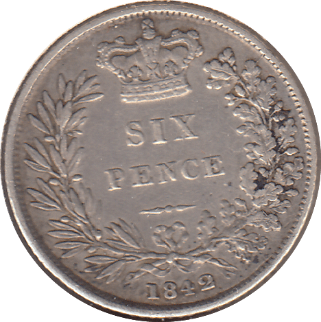 1842 SIXPENCE ( FINE ) - SIXPENCE - Cambridgeshire Coins