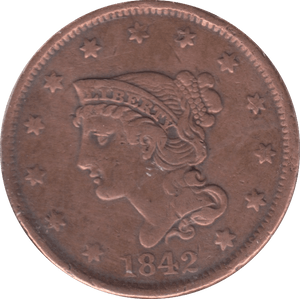 1842 USA ONE CENT - WORLD COINS - Cambridgeshire Coins
