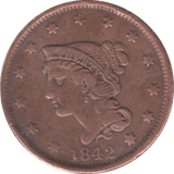 1842 USA ONE CENT - WORLD COINS - Cambridgeshire Coins