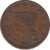 1842 USA ONE CENT - WORLD COINS - Cambridgeshire Coins