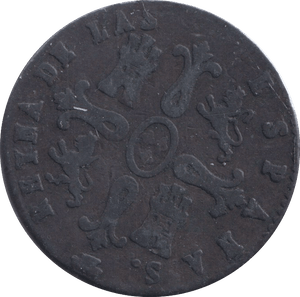 1843 8 MARAVEDIS SPAIN - WORLD COINS - Cambridgeshire Coins
