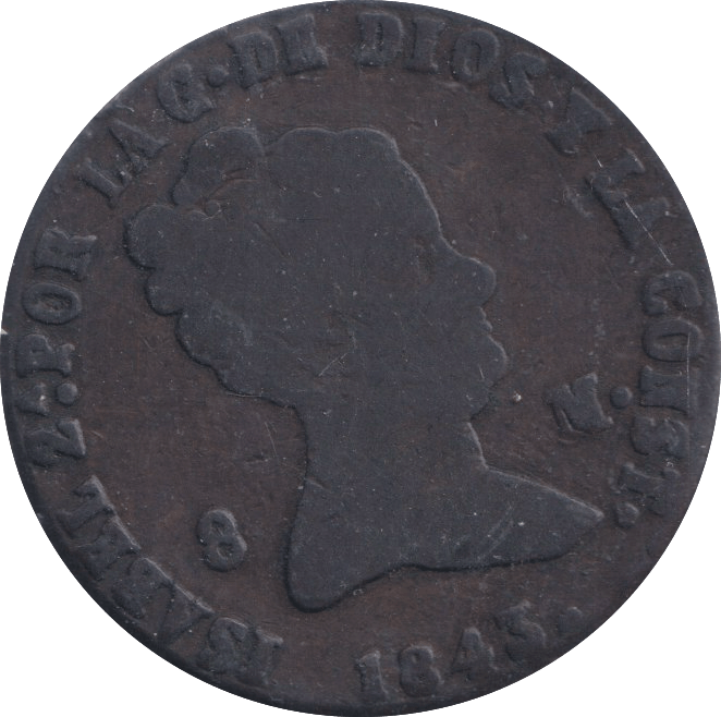 1843 8 MARAVEDIS SPAIN - WORLD COINS - Cambridgeshire Coins