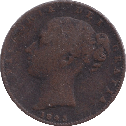 1843 FARTHING ( FINE ) - FARTHING - Cambridgeshire Coins