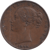 1843 FARTHING ( VF ) - FARTHING - Cambridgeshire Coins