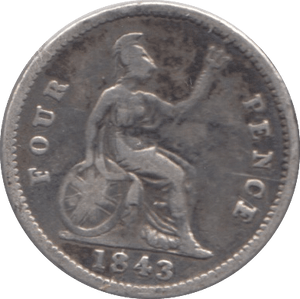 1843 FOURPENCE ( FINE ) 3 - FOURPENCE - Cambridgeshire Coins