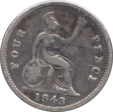 1843 FOURPENCE ( FINE ) 3 - FOURPENCE - Cambridgeshire Coins
