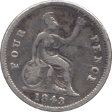 1843 FOURPENCE ( FINE ) 3 - FOURPENCE - Cambridgeshire Coins