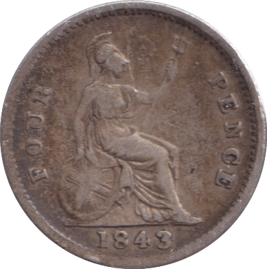 1843 FOURPENCE ( FINE ) - FOURPENCE - Cambridgeshire Coins