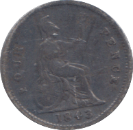 1843 FOURPENCE ( FINE ) - FOURPENCE - Cambridgeshire Coins