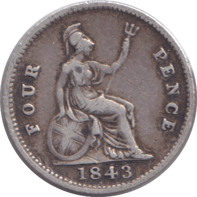 1843 FOURPENCE ( GF ) - FOURPENCE - Cambridgeshire Coins