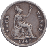 1843 FOURPENCE ( GF ) - FOURPENCE - Cambridgeshire Coins