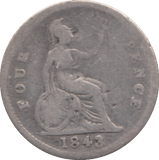 1843 FOURPENCE ( NF ) - FOURPENCE - Cambridgeshire Coins
