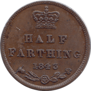 1843 HALF FARTHING ( AUNC ) - Half Farthing - Cambridgeshire Coins