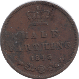 1843 HALF FARTHING F66 ( FINE ) - HALF FARTHING - Cambridgeshire Coins
