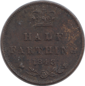 1843 HALF FARTHING F69 ( FINE ) - HALF FARTHING - Cambridgeshire Coins
