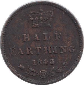 1843 HALF FARTHING F71 ( FINE ) - HALF FARTHING - Cambridgeshire Coins