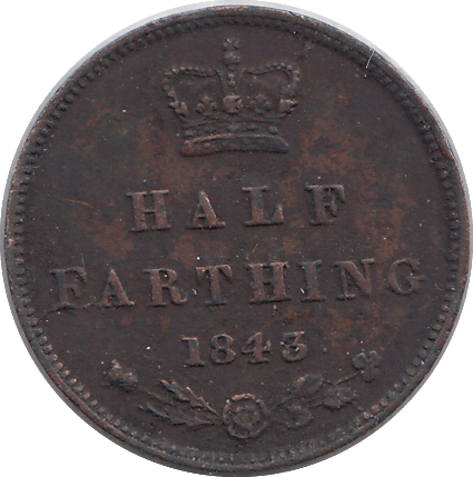 1843 HALF FARTHING F71 ( FINE ) - HALF FARTHING - Cambridgeshire Coins